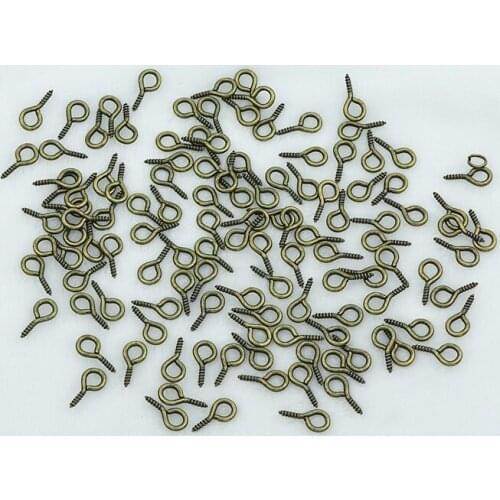 100pcs Small Tiny Mini Screw Eye Pins Eyepins Hooks with holes Threaded Gold Silver Clasps Hooks Jewelry Findings For DIY making