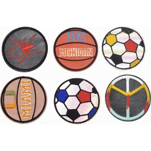 60pcs Embrioidered Football Patches for boy clothes Iron on CartoonStickers fake leather material