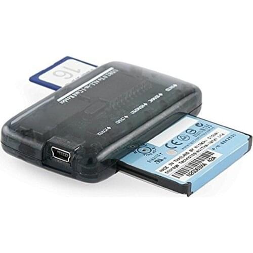 600set/lot 26-IN-1 all in 1 USB 2.0 6 port Mini Transparent Multifunction CF TF SD Multi-card Memory Card Reader Adapter