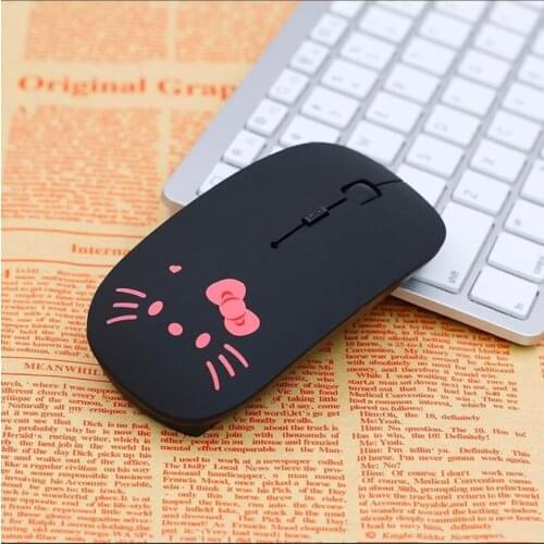 Silent Wireless pink cartoon Mouse Ultra Thin Computer Mouse 1600DPI USB Optical Slim Mause Mice For Girl