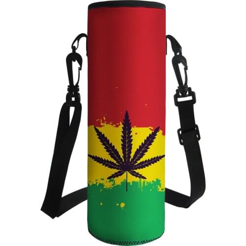 Maple Leaf Design Print Water Bottle Sleeve, Protable Neoprene Insulated Water Bottle Carrier Cover Sleeve Tote Bag Pouch Holder