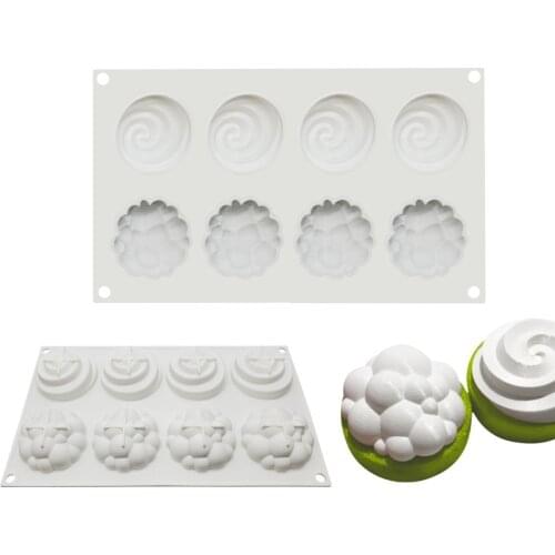 8 Cavity Spiral Cloud Chocolate Brownie Mousse Mould Cloud Silicone Cake Mold Muffin Pastry French Dessert Tray Baking Tool