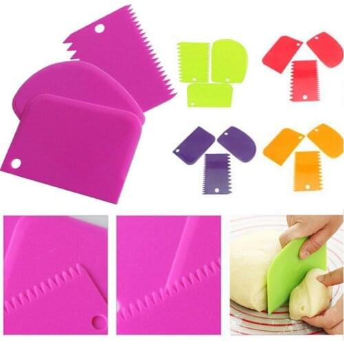Hot 3PCS/Set Bakeware Cake Mold Tools Plastic Scraper Cake Decorating Comb Irregular Teeth Edge DIY Cream Scraper Set Dropship