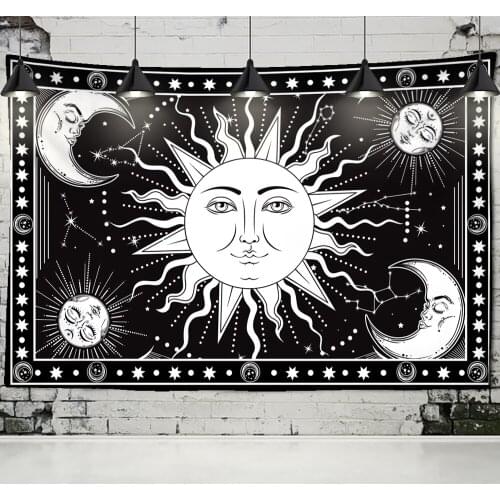 India Sun Moon Mandala Tapestry Wall Hanging Tarot Wall Tapestry Wall Carpet Psychedelic Tapiz Witchcraft Wall Cloth Tapestries