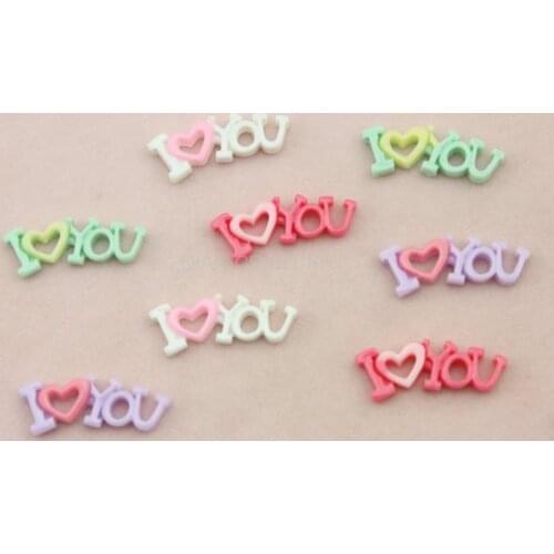 200pcs mini sign "I love you" kawaii Resin Cabochon DIY Crafts charm for earring Jewelry Scrapbooking 32mm