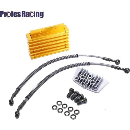 CNC Oil Cooler Kit Radiator Aluminium Adapter Engine Cylinder Cover Cooling For ATV Pit Dirt Bike motocross motocycle 50CC-110CC