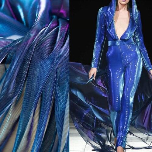 Laser Symphony Hollow Fabric Net Gauze Material Textured Mesh Discoloration Perspective Designer Fabric Illuminant Wedding dress