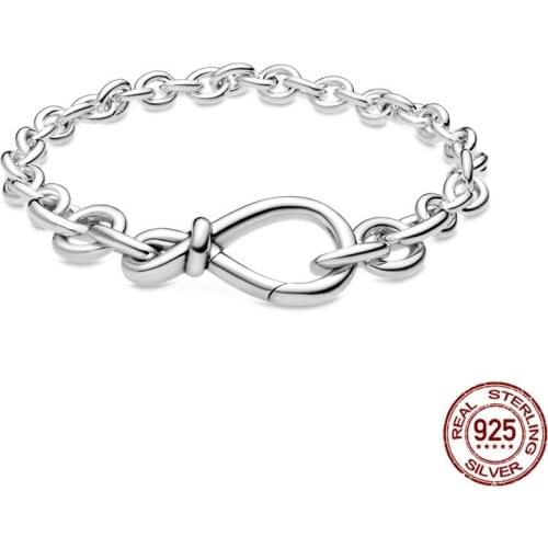 Hot Sale 100% 925 Sterling Silver Eternal Symbol Rosette Chain Bracelet Fit Original Beads Charms DIY Jewelry Gift For Women