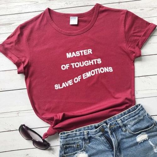 Master Of Thoughts Slave Of Emotions Quotes Women 90s Aesthetic T-Shirt Tumblr Grunge Tee Hipsters Wear vintage cool tops- L387