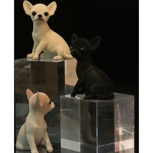 Mr.Z Resin PVC Miniature Animal Model Chihuahua Cute Puppy Dog Model Toy fit for Action Figure Toys Accessories