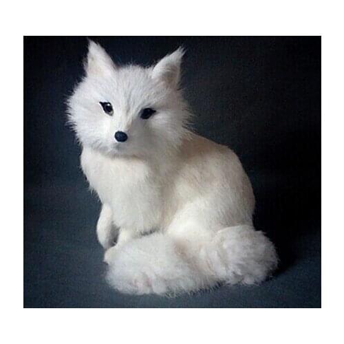Simulation fox 18x16cm model,polyethylene&furs white squatting fox toy,prop.home decoration Xmas gift w4199