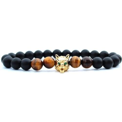 Wolf Man bracalete Beaded Men bracelet natural stone beads bracelets for women pulseras pulseira jewellery handmade bileklik