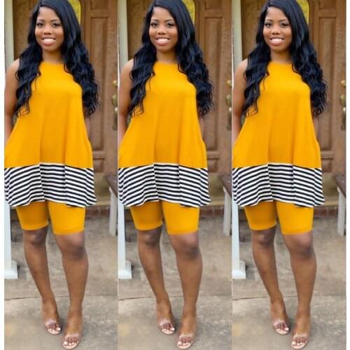 Ueteey New Two-piece Casual Solid Patchwork Stripe Two-piece