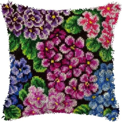 Latch Hook Cartoon Flower Cushion Kit Pillow Mat DIY Craft 42CM 42CM Cross Stitch Crocheting Cushion Embroidery Needlework