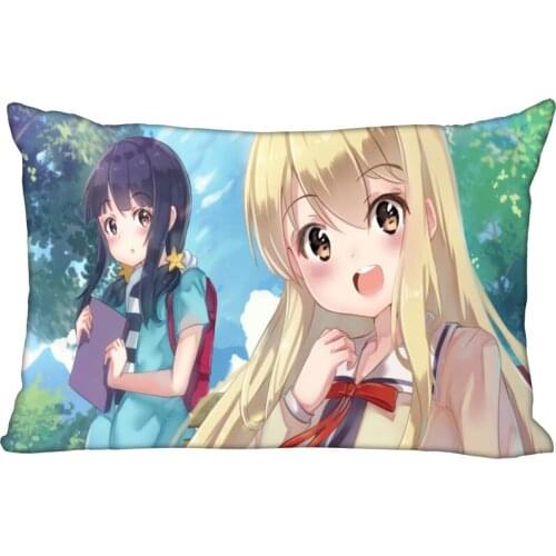 Custom Anime Aho-Girl Pillowcase Satin Fabric Pillow Cover Rectangle Zipper Pillow Cases Home Office Wedding Decorative 10-10