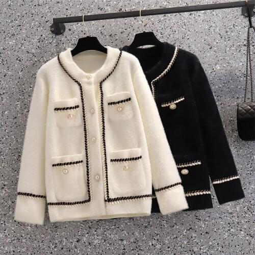 High-End Beading Plaid Women Knitted Cardigan Tops Korean Elegant Summer Short Sleeve V-Neck Single Breasted Ruffles Sweater