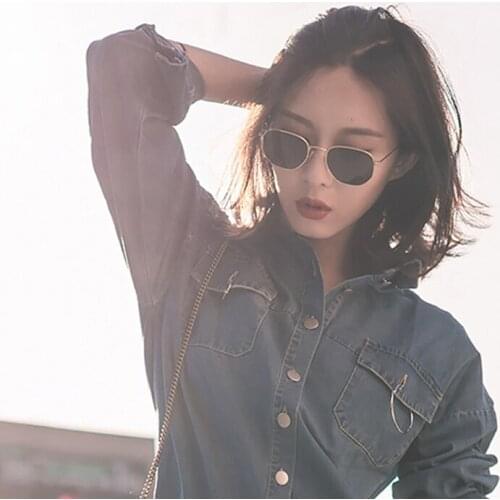 Fashion Sunglasses Women Brand Designer Small Frame Polygon Clear Lens Sunglasses Men Vintage Sun Glasses Hexagon Metal Frame