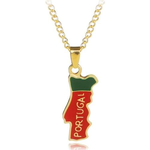 New Portugal Gold Color Pendant Necklace For Man Women Portuguese Personality Simple English Lettering Drop Oil Necklace