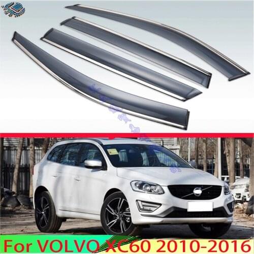 For VOLVO XC60 2010-2016 Plastic Exterior Visor Vent Shades Window Sun Rain Guard Deflector 4pcs