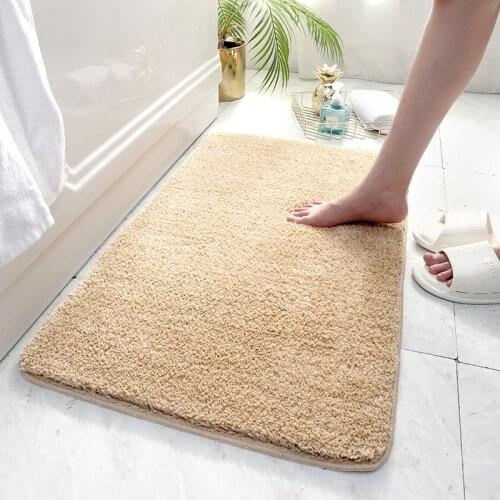 Plain Velveteen Bath Mats Super Soft Touch Absorbent Floor Mat Non-slip Doormat for Bathroom Entrance Wear-resistant Bath Rug