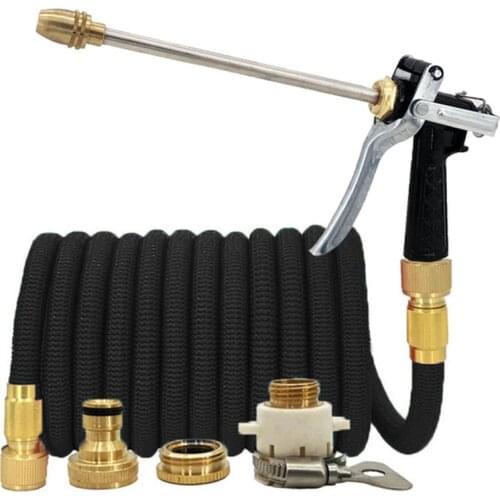 Premium Garden Hose 17FT-125FT Lightweight and Durable Scalable Garden Hose Flexible Rubber Hose Nozzle High Pressure Car Wash