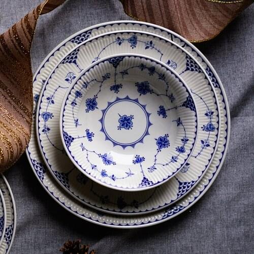 Ins Plates Service De Table Assiette Underglaze Color Cake Trays Geometry Steak Tray Handcraft Ceramics Dishes Kitchen Plate