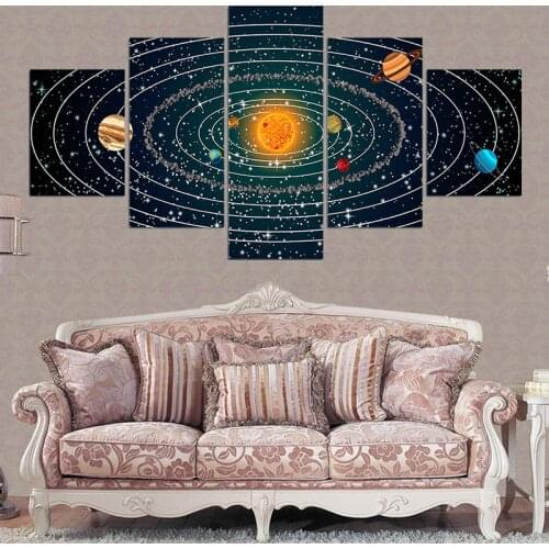 Modern home decor 5 pieces canvas Galaxy space universe painting wall art picture for living room posters and prints artwork