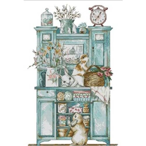 Rabbit locker patterns Counted Cross Stitch 11CT 14CT 18CT DIY wholesale Chinese Cross Stitch Kits Embroidery Needlework Sets