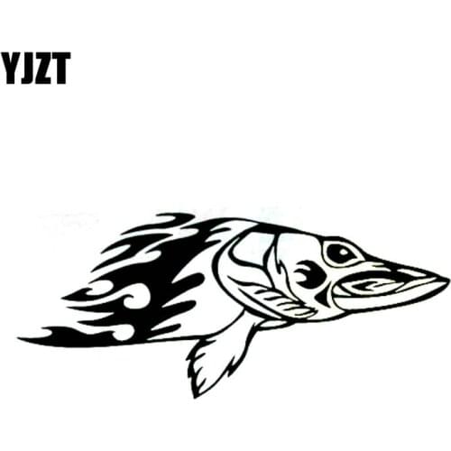 YJZT 14cm*6cm Pike Flame Personality Vinyl High Quality Car Sticker Decals Black Silver C11-0253