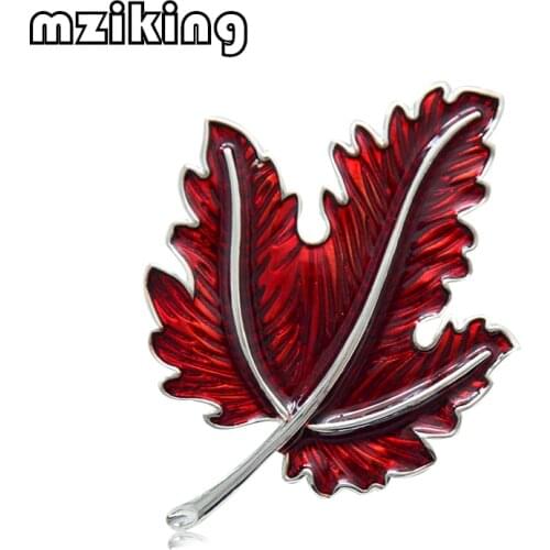 Mziking Red Maple leaf Brooch for Women Plant Brooch Cute Enamel Pin Fashion Jewelry Clothes Accessories Brooches For Wedding