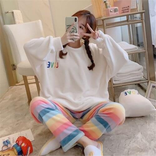 Pajamas women winter flannel thickening fashion simple home clothes casual loose bathrobe pregnant women пижама new arrival