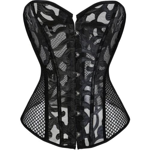 Corsets Bustiers Sexy Breathable Mesh Bridal Wedding Gorset Top Holiday Party Clubwear See Through Push Up Boned Corselet Femme