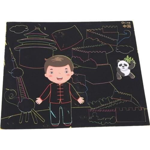 Unique Diy hand-painted Paper Children Graffiti Painting Kindergarten Coloring Colorful Scratch Intelligence Toys For Kids 1Box