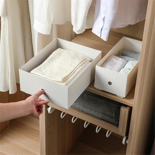 1 Pair Storage Box Rack Holder Pulling Slide Adhesive Casters Drawer for Wardrobe Cabinet Kitchen Cupboard Organizer Hardware