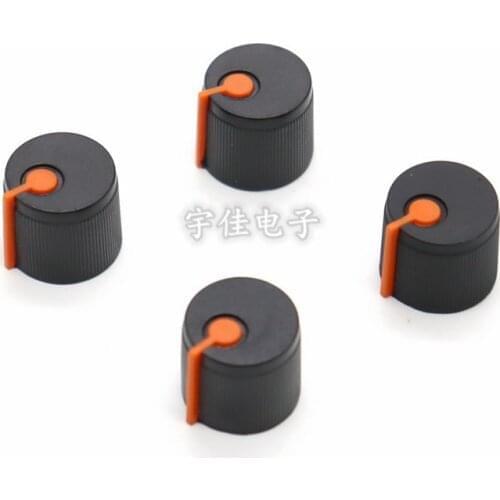 10 Piece 17 * 15mm black orange plastic rubber knob flower / D axis inner hole 6mm WH148 potentiometer adjustment knob