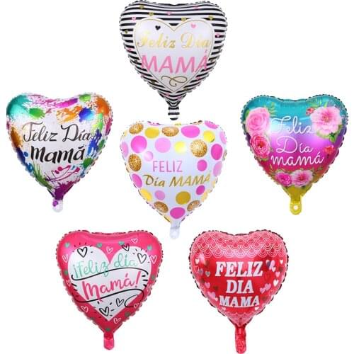 10pcs 18inch Printed Spanish Mother Foil Balloons Mothers Day Heart Shape I Love You Mama Balloon Birthday Decor Balloon Globos
