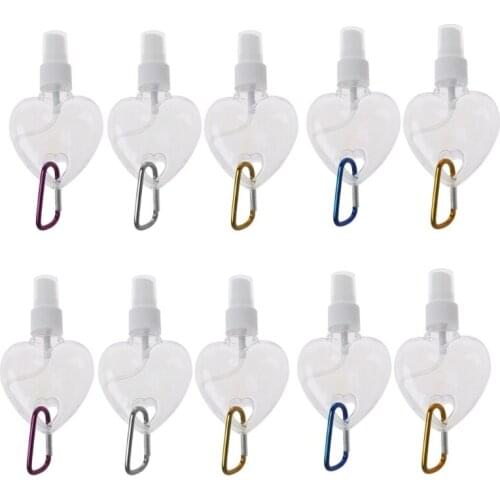10Pcs Travel Bottle Keychain 50Ml Heart Shaped Fine Mist Spray Bottle Portable Empty Reusable for Liquid Containers