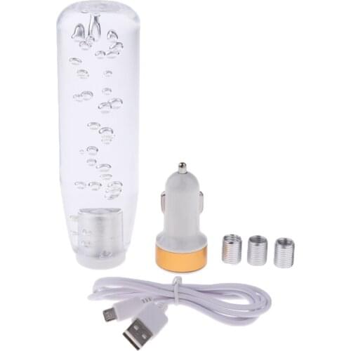15cm Universal LED Crystal Bubble Colorful Car Gear Stick Shift Lever Shifter Knob
