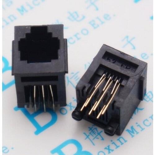 20pcs RJ11 socket 52-6P6C seat RJ12 phone jack female 6-core crystal head 180 degrees vertical