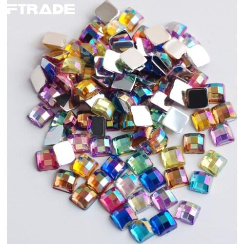 Multi Colors 2000Pcs Square Acrylic Rhinestones Crystal Flatback Beads 4mm Nail Art Stones For DIY Dancing Dress Clothing Shoes