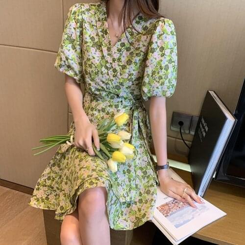 2021 summer new Vestidos hight quality floral lace midi dress fashion Dress Female high waist vestidos de festa