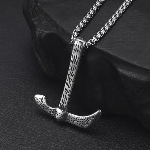 316L Stainless Steel Viking Axe Pendant Necklace Jewelry Mens Long Chain Necklaces Vintage Jewellery Gift