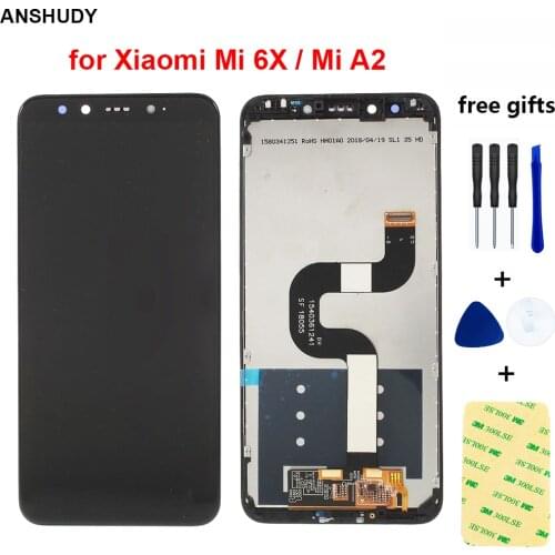 5.99'' for Xiaomi Mi 6X MI6X LCD Replacement Repair Parts for Mi A2 MIA2 LCD Display Digitizer Touch Screen Assembly With Frame