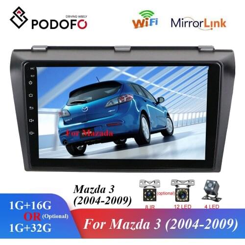Podofo Android Car Multimedia MP5 Player 2 Din 9" Car Radios Stereo Receiver WIFI GPS MAP Auto Audio Radio For Mazda 3 2004-2009