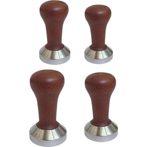 Wooden Coffee Tamper Barista Home Maker Grinder Stainless Steel 49-58mm Base