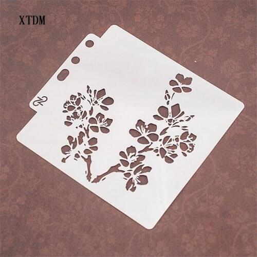 Two flowers plastic mold shield DIY cake scrapbook stencils hollow Embellishments printing lace ruler Valentines Day