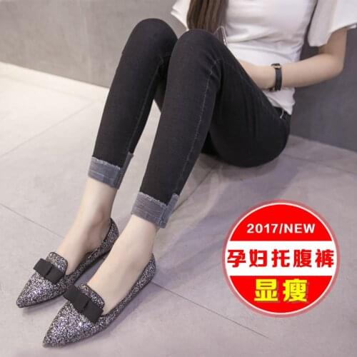Make jeans pregnant women nine minutes of pants autumn autumn new han edition show thin trousers pencil pants