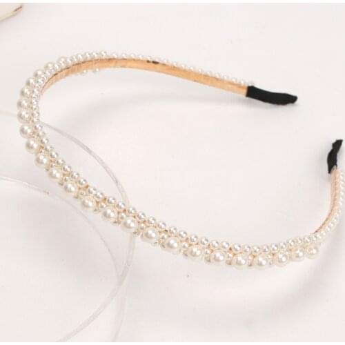 Elegant Pearl Headband Metal Hair Hoops For Women Girls Imitation Pearls White Hair Band 2021 Fashion Hair Accessories Headwear