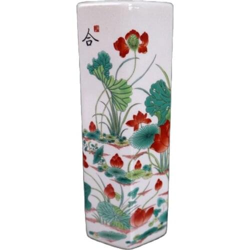 China Old Porcelain Pastel Flower Pattern Hexagonal Pen Holder