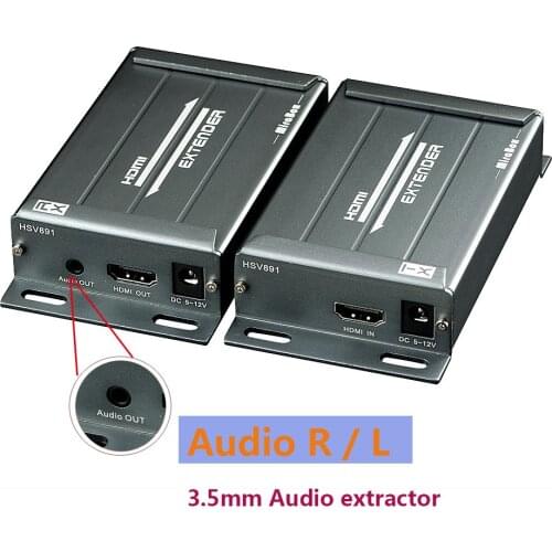 HDMI Extender POE+3.5mm Jack Audio Extractor Extender 120M HDMI Sender Receiver over Ethernet Lan by RJ45 Cat5 Cat6 Cat5e tx rx
